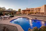Large, Private back yard with pool, fire pit, BBQ and more